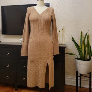 Abercombie and Fitch midi sweater dress tan, camel size M